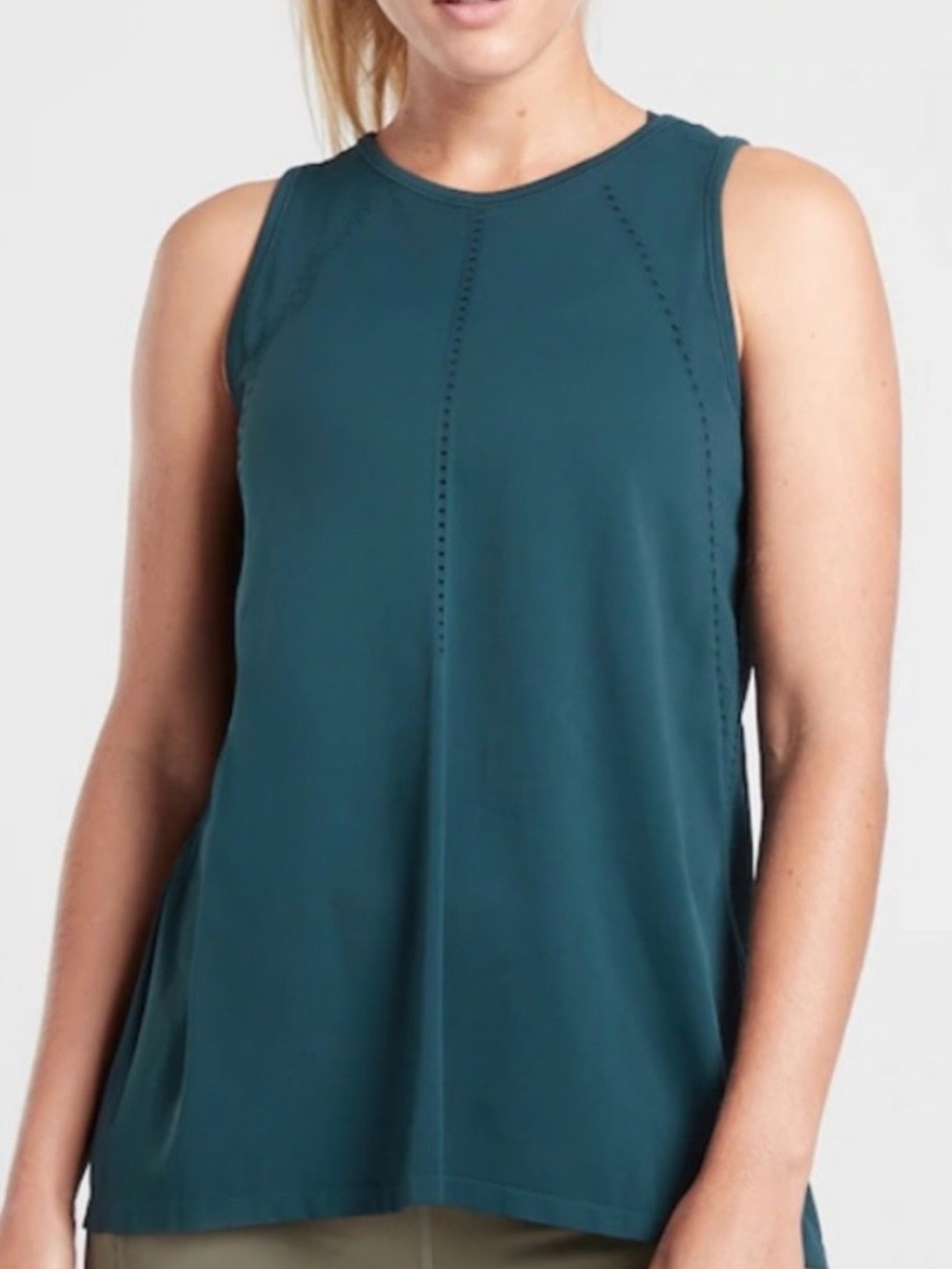 ATHLETA Lagoon Teal Foothill Seamless Split Back Active Gym Tank Top Size Small